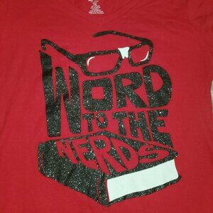 Word to the Nerds - Girls Red Short Sleeve || Small EUC